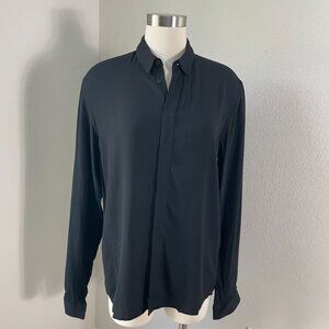 Sandro Womens Medium Black Button Up Shirt Long Sleeve Blouse Top‎